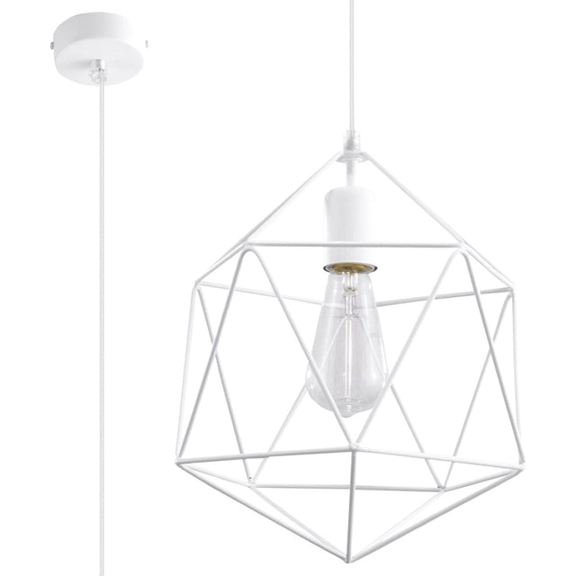 Pendantlampa Gaspare Vit - Designer Geometrisk Pendantlampa - Justerbar Upphängningshöjd - Universell Design - Utbytbart E27 Lampa Carvallo