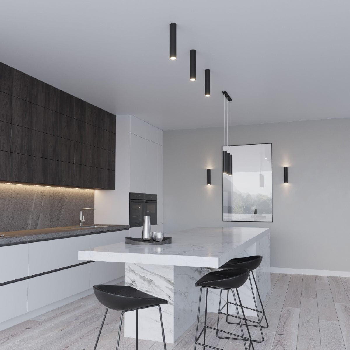 Pendellampa Lagos 1 Svart - Minimalistisk Metallhängande Lampa - Justerbar Höjd - GU10 Lampa Kompatibel - Hållbar Pulverlackerad Stålskärm Carvallo