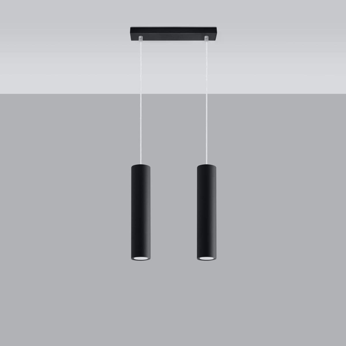 Pendellampa Lagos 2 Svart - Modern Hängande Lampa - Justerbar Höjd - GU10 Glödlampa Kompatibel - Hållbar Pulverlackerad Stålskärm Carvallo