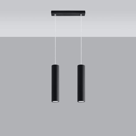 Pendellampa Lagos 2 Svart - Modern Hängande Lampa - Justerbar Höjd - GU10 Glödlampa Kompatibel - Hållbar Pulverlackerad Stålskärm Carvallo