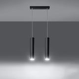 Pendellampa Lagos 2 Svart - Modern Hängande Lampa - Justerbar Höjd - GU10 Glödlampa Kompatibel - Hållbar Pulverlackerad Stålskärm Carvallo