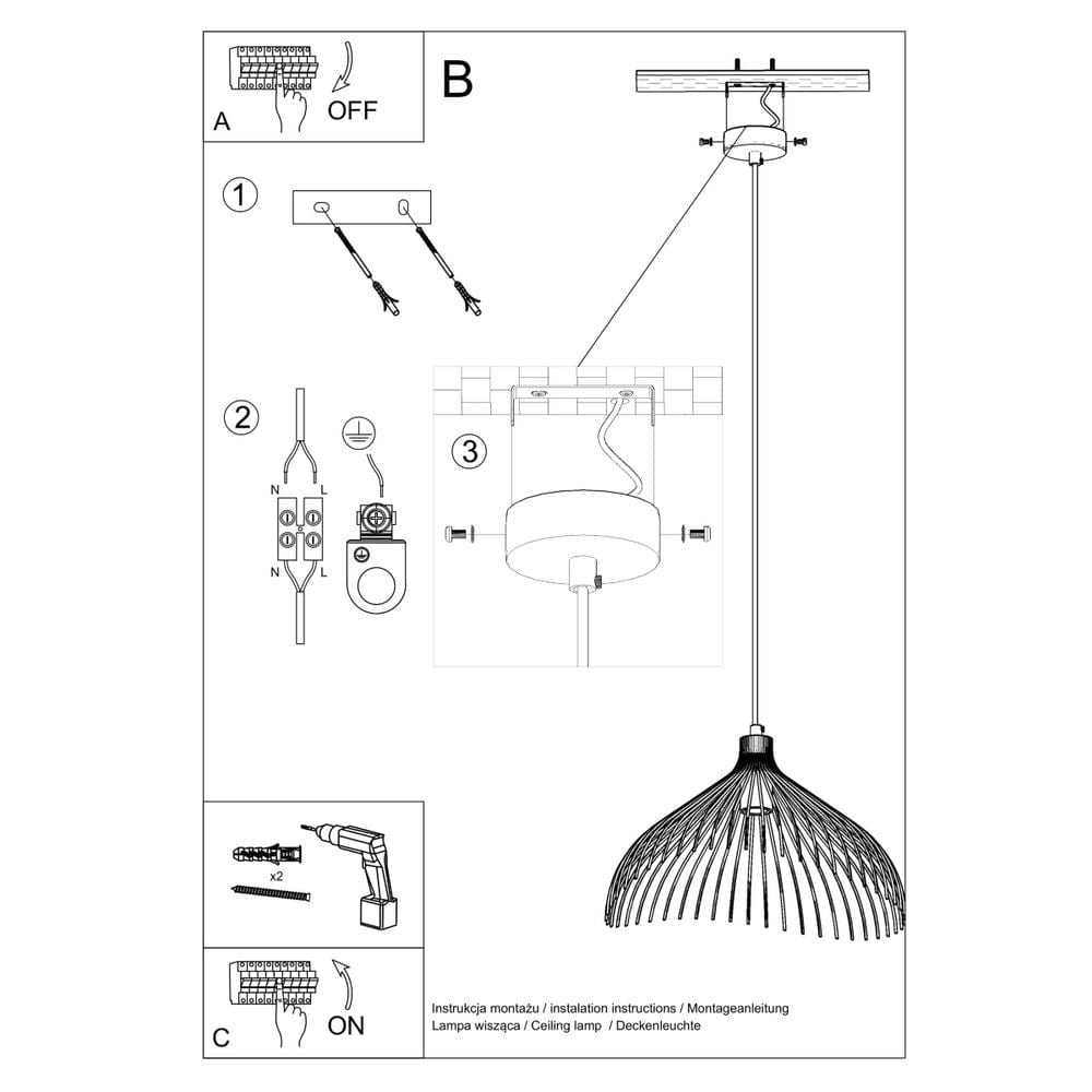 Hängande lampa stål Umb industriell design E27 Carvallo