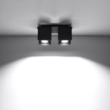 Quad Black Wall Lamp - Dual GU10 Lights - Modern Aluminum Design - 26x11x12 cm Carvallo