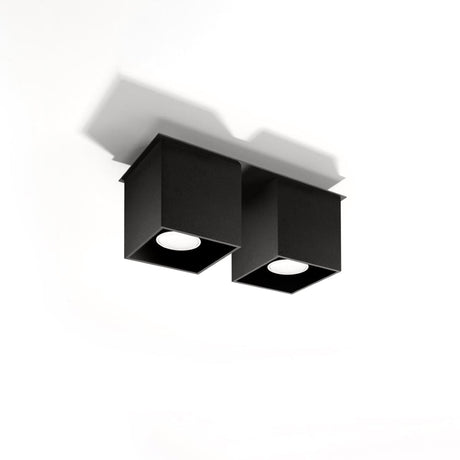 Quad Black Wall Lamp - Dual GU10 Lights - Modern Aluminum Design - 26x11x12 cm Carvallo