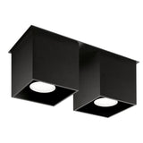 Quad Black Wall Lamp - Dual GU10 Lights - Modern Aluminum Design - 26x11x12 cm Carvallo