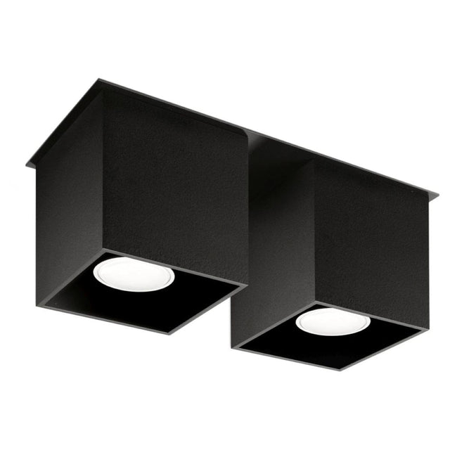 Quad Black Wall Lamp - Dual GU10 Lights - Modern Aluminum Design - 26x11x12 cm Carvallo