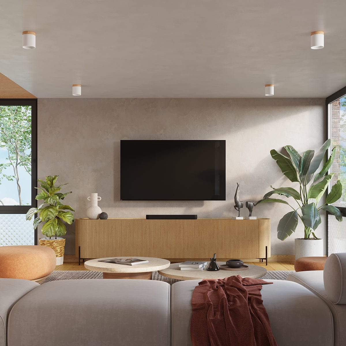 RIF Taklampa Vit - Elegant Design - Naturlig Träfinish - Mjuk LED-ljus - Energibesparande - Idealisk för Vardagsrum och Kontor Carvallo