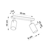 Ring 2-Ljus Justerbar Spotlight - Modern Stål Taklampa - Vit - 30x6x16 cm Carvallo