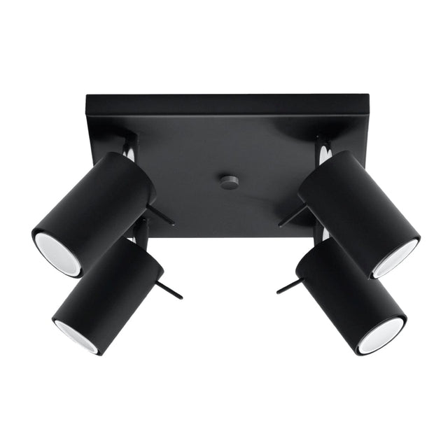 Ring Quad Black Spotlight - Justerbar Modern Stål Taklampa - 25x25x16 cm Carvallo