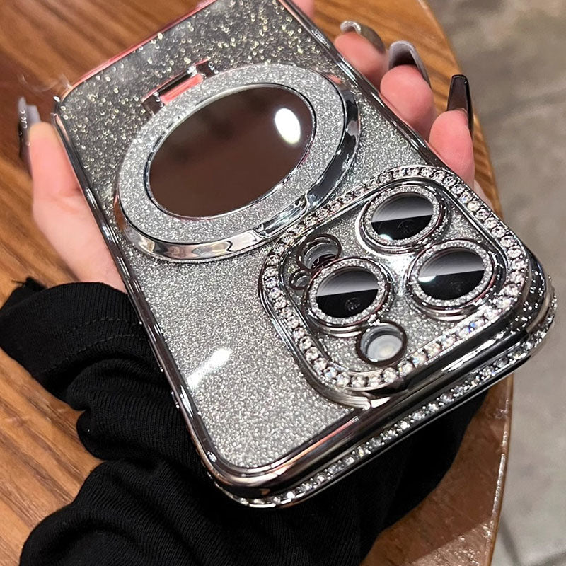 Telefonfodral med spegel magnetisk stativ glitter Carvallo