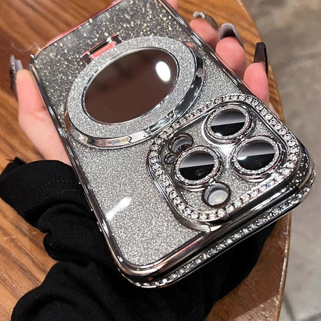 Telefonfodral med spegel magnetisk stativ glitter Carvallo