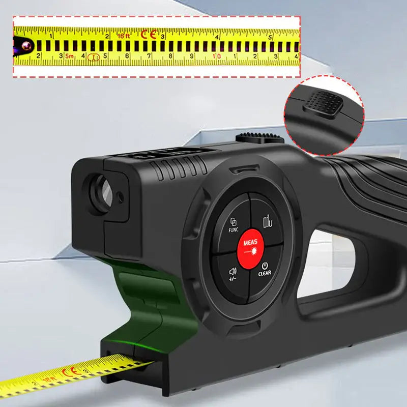 Royallure 3-i-1 Digital Laser Mätare – Måttband, Laser & Krysslinje, Bakgrundsbelyst LCD Carvallo