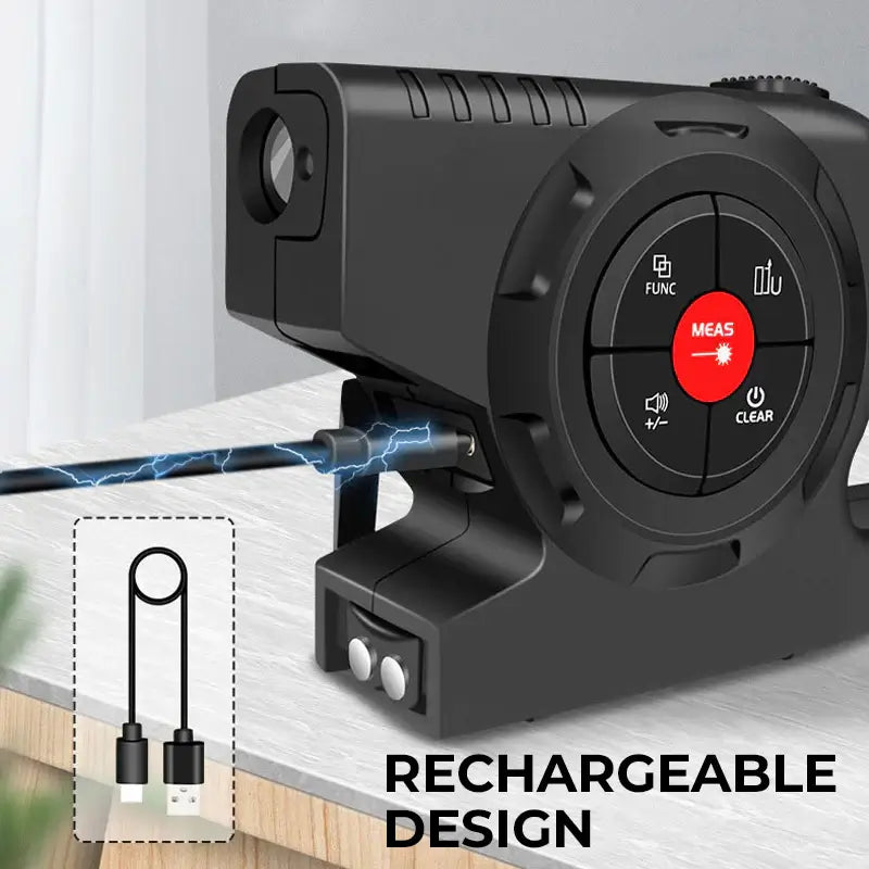 Royallure 3-i-1 Digital Laser Mätare – Måttband, Laser & Krysslinje, Bakgrundsbelyst LCD Carvallo