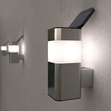Vägglampa rostfritt stål solenergi utomhuslampa Carvallo