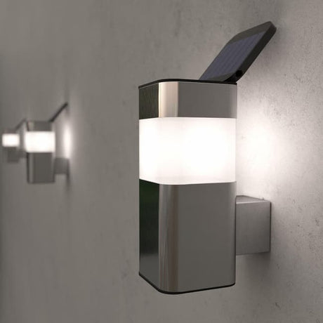Vägglampa rostfritt stål solenergi utomhuslampa Carvallo