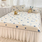 Ice Silk Latex Madrassset - Spetsstil Ice Silk Matta, Sängklädsel, Kjolstil, Halkskydd Fast Madrass Skyddande Täckning Carvallo