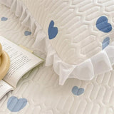 Ice Silk Latex Madrassset - Spetsstil Ice Silk Matta, Sängklädsel, Kjolstil, Halkskydd Fast Madrass Skyddande Täckning Carvallo