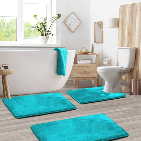 Ultra Soft Velvet Memory Foam Badmattsätt – 3PCS Lyxiga Badrumsmattor Carvallo