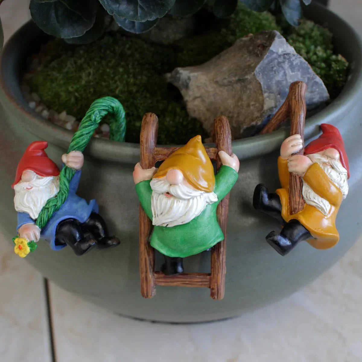 Tre-delad trädgårdsgnome dekorationer växthus utomhusdekor Carvallo