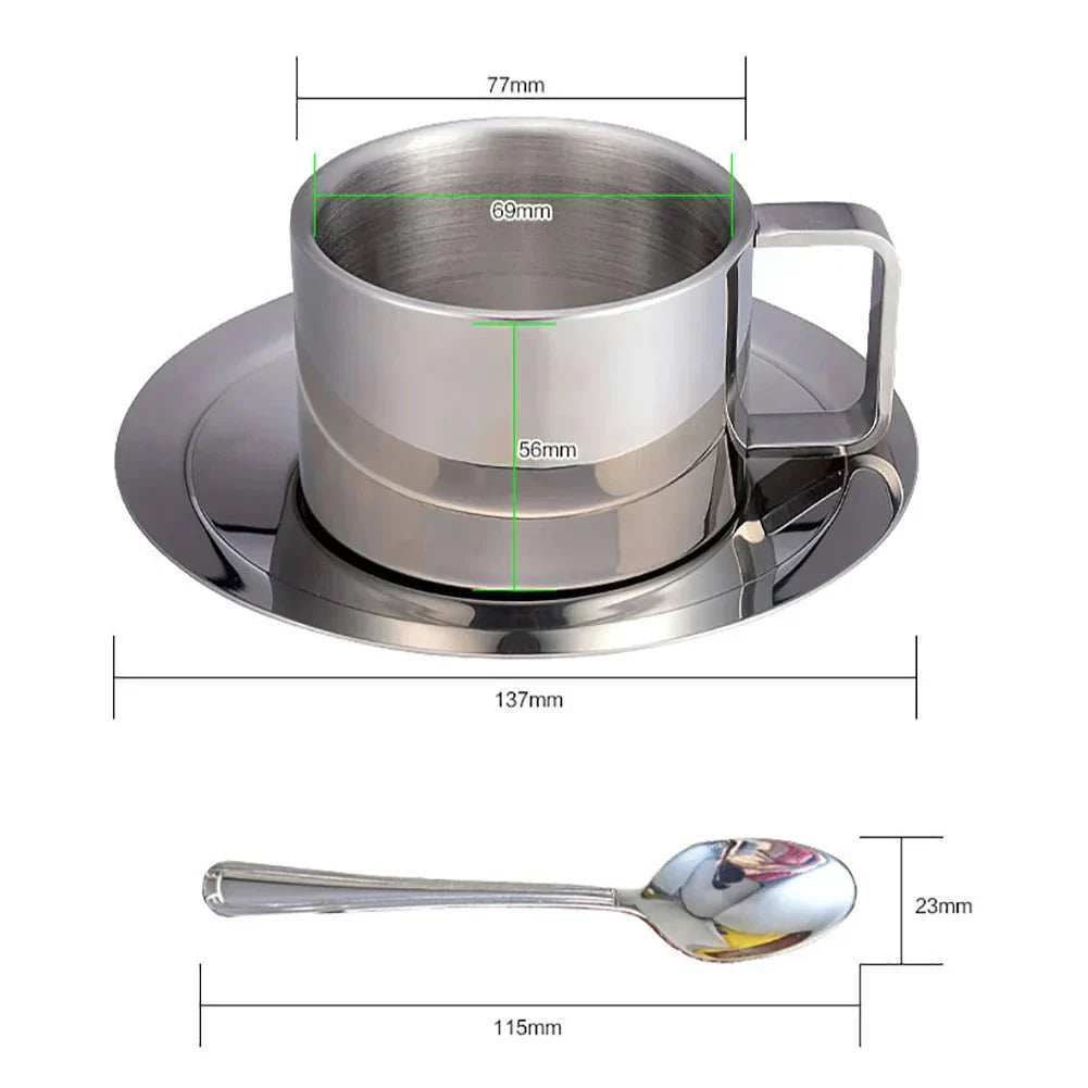 Elegant kaffekoppset i rostfritt stål – modern 3-delad MILA Sverige