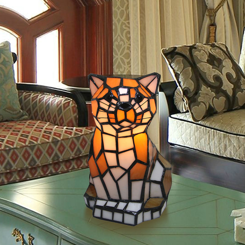 Bordslampa Färgat Glas Katt Accent Ljus Carvallo