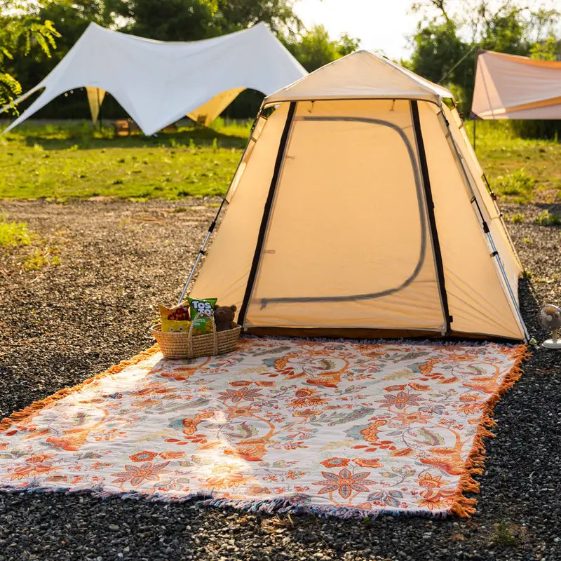 Rustik Blommig Boho Filt | 100% Bomullsblommig Filt Carvallo