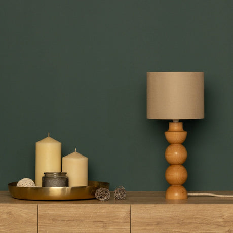 LumiWood – Trä Bordslampa med Tygskärm, Skandinavisk Nattbordslampa Carvallo