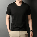 Men's Slim Fit V-Neck T-shirt-Clothes for Men-Hemnix-Svart-S-Hemnix