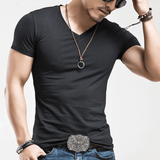 Men's Slim Fit V-Neck T-shirt-Clothes for Men-Hemnix-Hemnix
