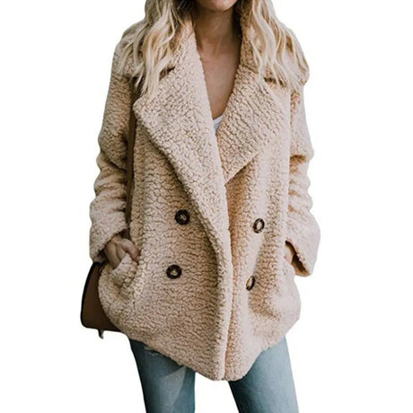 Oversized fluffig fleecejacka för kvinnor-Hemnix-Khaki-S-Hemnix