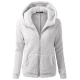 Fleece vinterjacka med huva för kvinnor