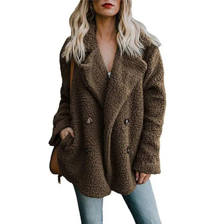 Oversized fluffig fleecejacka för kvinnor-Hemnix-Brun-S-Hemnix