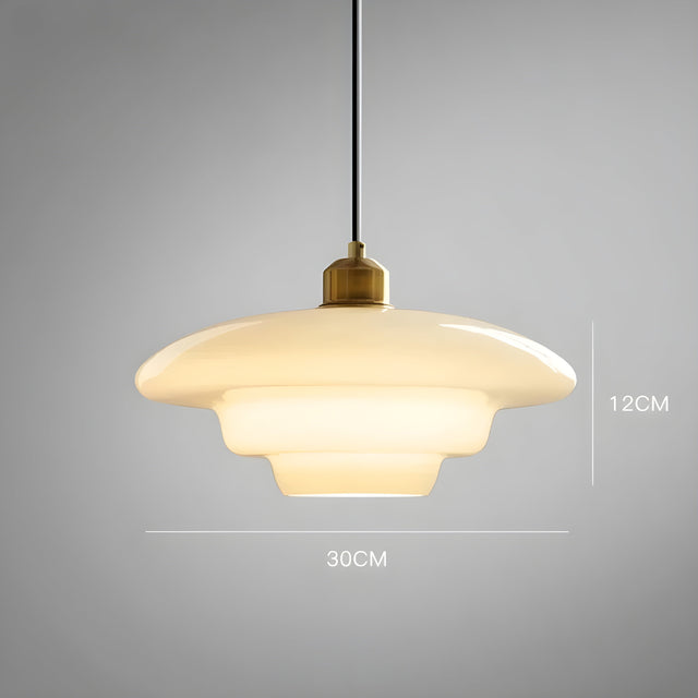 AuraBeam Light – Minimalistisk elfenbensfärgad LED-hänglampa i glas Carvallo