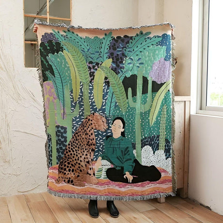 LeopardLuxe Blanket - Multifunktionell Leopard-överdragsteck med Cobertor-puffar Carvallo