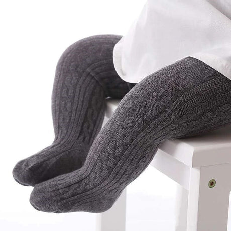 Mesh kabelstickade strumpbyxor för flickor-Bellasverige-Grå-S (0-1 yr old)-Hemnix