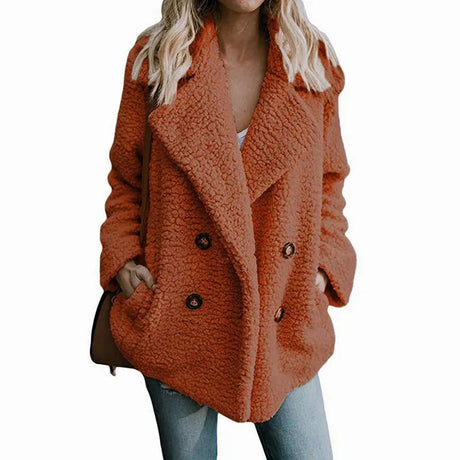 Oversized fluffig fleecejacka för kvinnor-Hemnix-Orange-S-Hemnix
