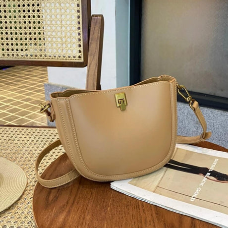 Saddlelux – Lyxig Mini Sadelväska i Äkta Läder-Cross Body Bags-BB-Beige-Hemnix