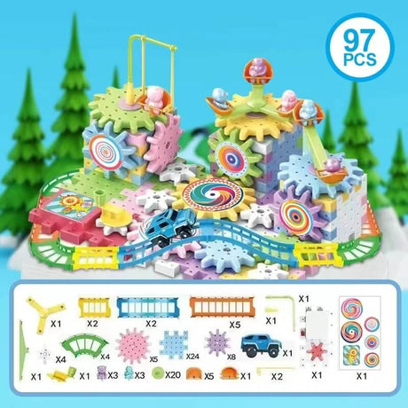 Elektrisk Byggmodell – 3D Pussel med Växlar för Barn-Building Toys-BB-97 stycken-Hemnix