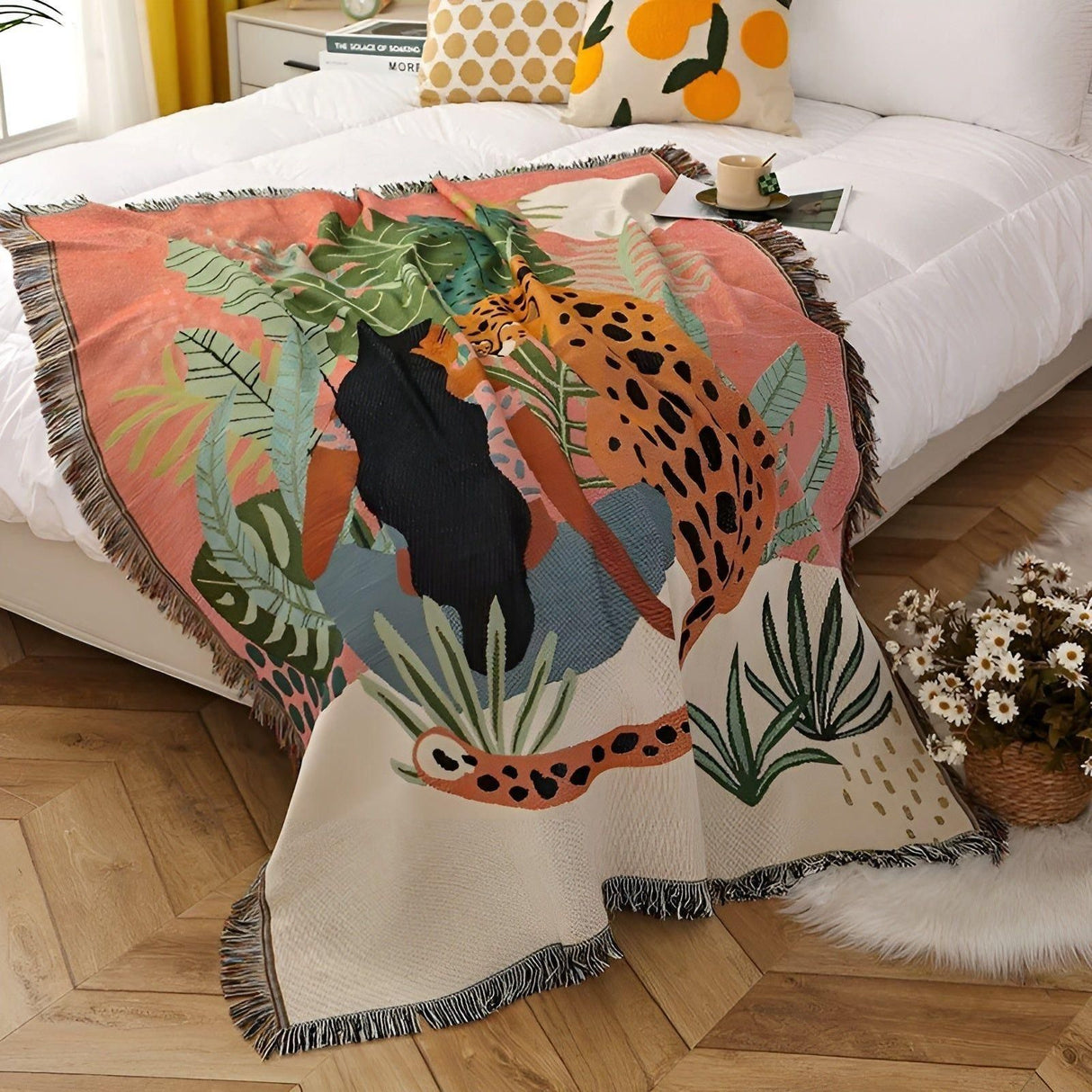 LeopardLuxe Blanket - Multifunktionell Leopard-överdragsteck med Cobertor-puffar Carvallo