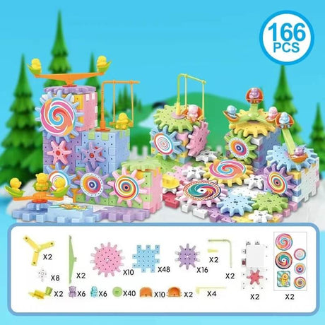 Elektrisk Byggmodell – 3D Pussel med Växlar för Barn-Building Toys-BB-166 stycken-Hemnix