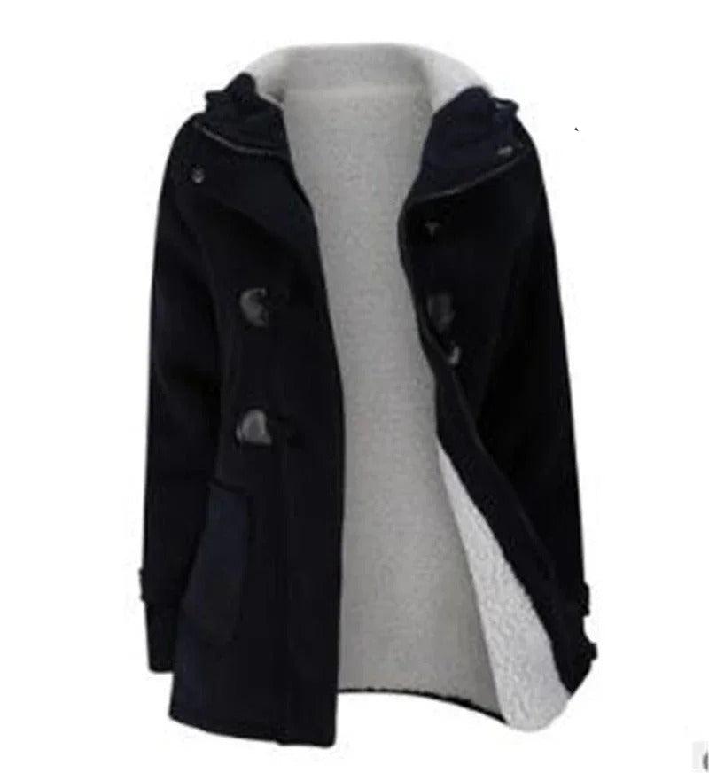 Avslappnad vinterjacka med knappar för kvinnor Bellasverige