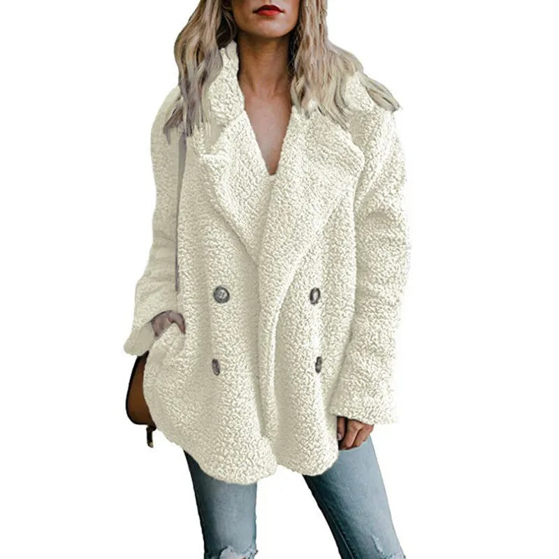 Oversized fluffig fleecejacka för kvinnor-Hemnix-Vit-S-Hemnix