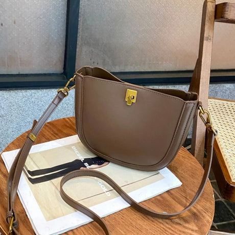 Saddlelux – Lyxig Mini Sadelväska i Äkta Läder-Cross Body Bags-BB-Brun-Hemnix