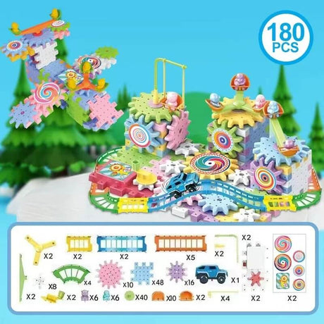 Elektrisk Byggmodell – 3D Pussel med Växlar för Barn-Building Toys-BB-180 stycken-Hemnix
