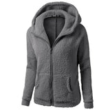 Fleece vinterjacka med huva för kvinnor
