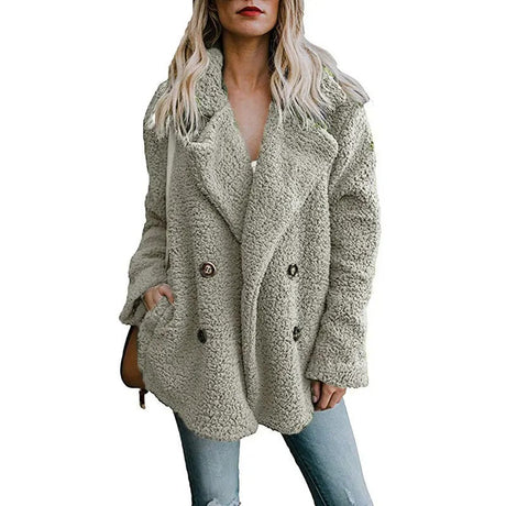Oversized fluffig fleecejacka för kvinnor-Hemnix-Ljusgrå-S-Hemnix