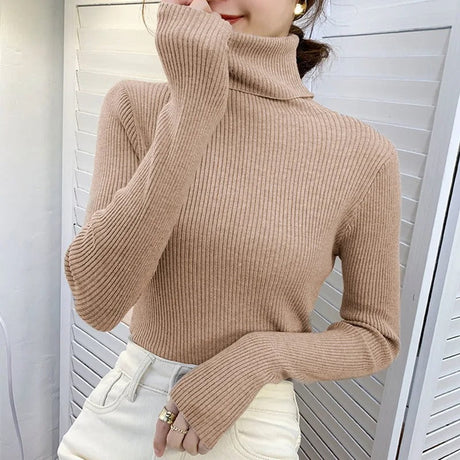 Kashmir Turtleneck Sweater för kvinnor-Hemnix-Khaki-En storlek-Hemnix