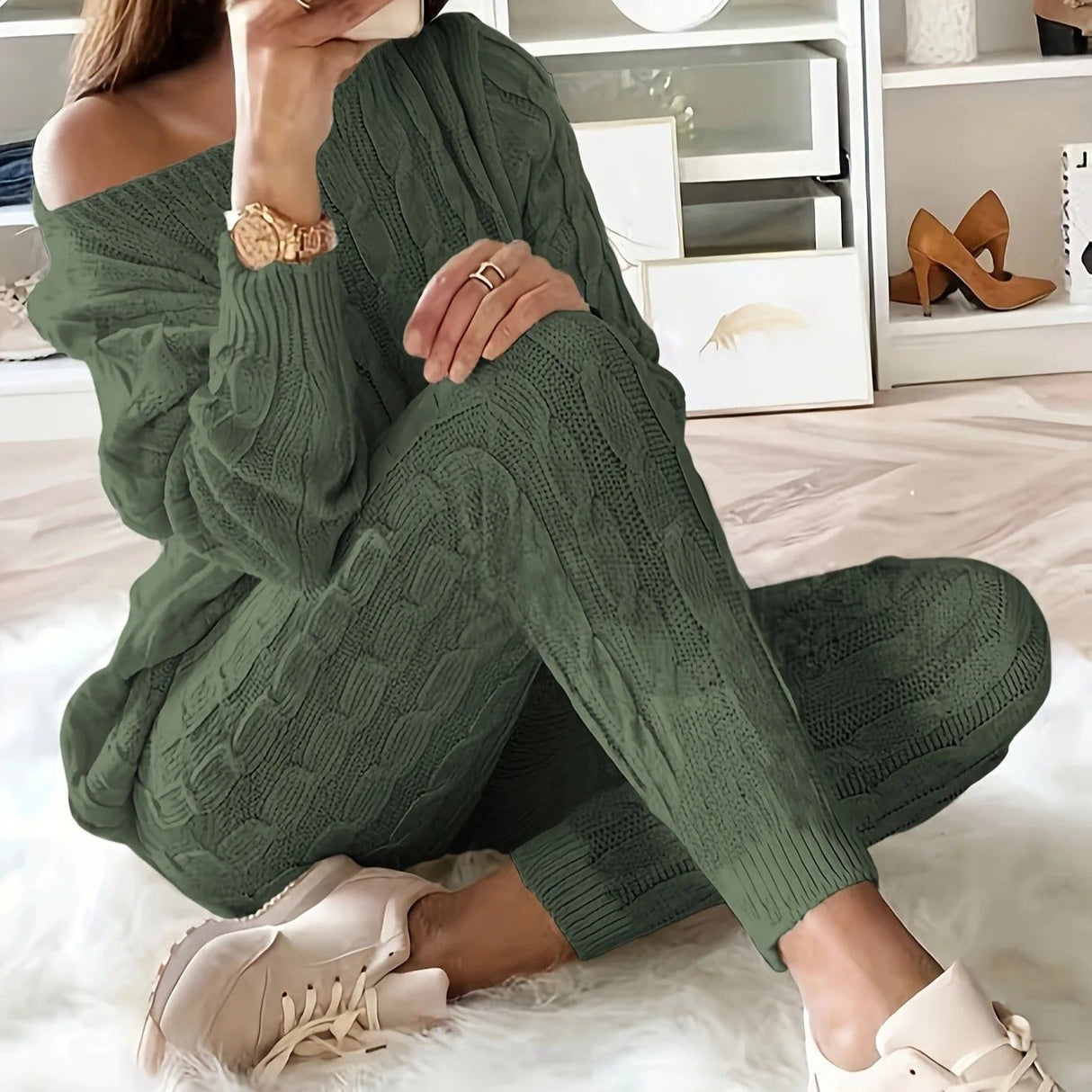 Stickad tröja & byxor för kvinnor-Hemnix-Hemnix