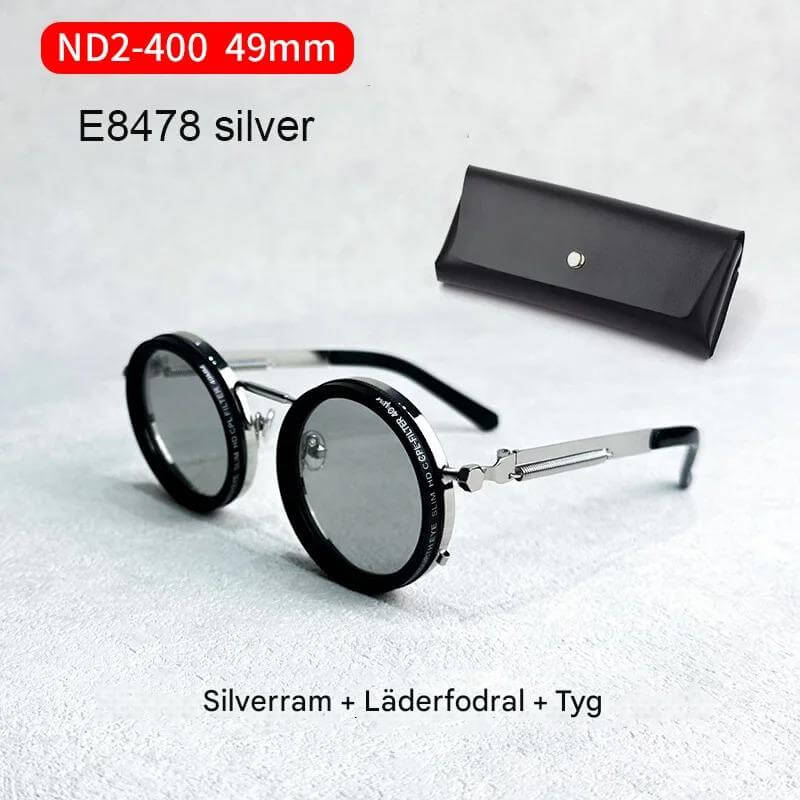 Solvyn – Justerbara Runda Solglasögon för Män & Kvinnor | Polariserade med ND-Liknande Filter och Retrostil-Sunglasses-BB-E8478 silver 49mm-Hemnix