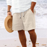 Randiga Jacquard Cord Casual Shorts för män
